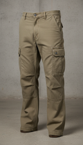 Khaki Cargo Pants With Reinforced Knees