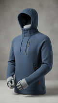 Slate Blue Technical Hoodie With Breathable Panels