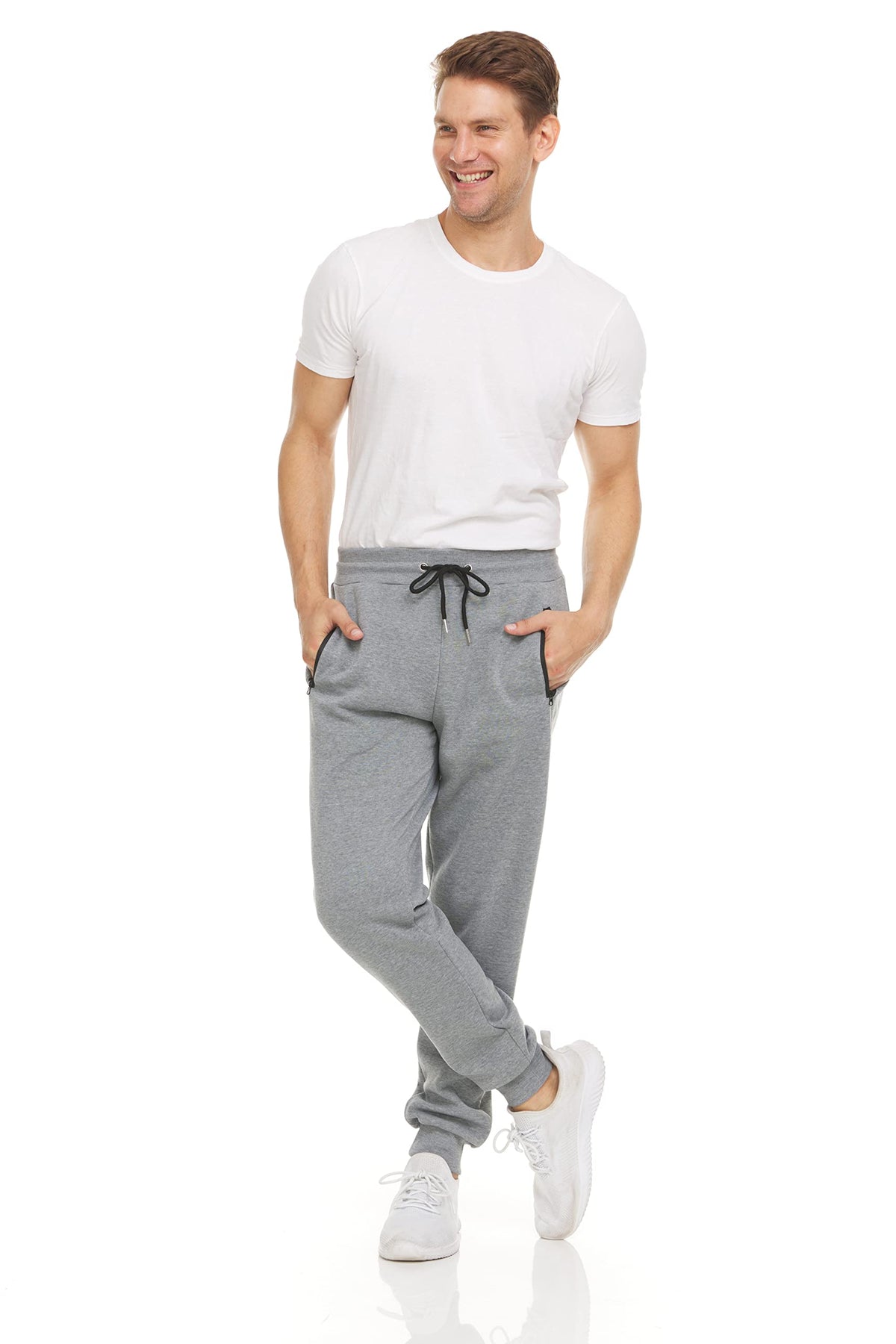 PURE CHAMP Mens Sweatpants 3 Pack Fleece Active Athletic Workout Jogger Sweatpants for Men with Zipper Pocket Size S-3XL