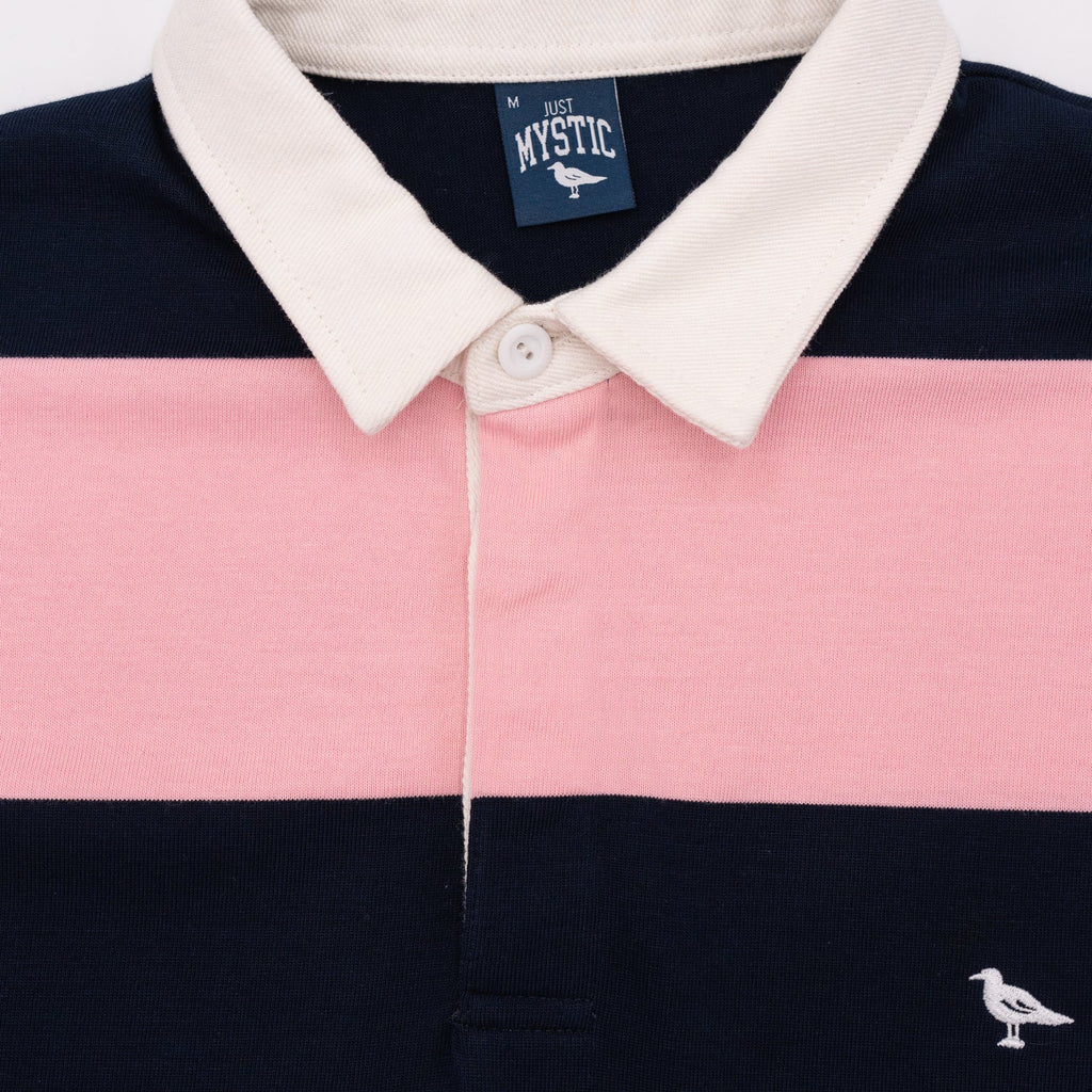 Classic Striped Rugby Shirt in Pink and Navy