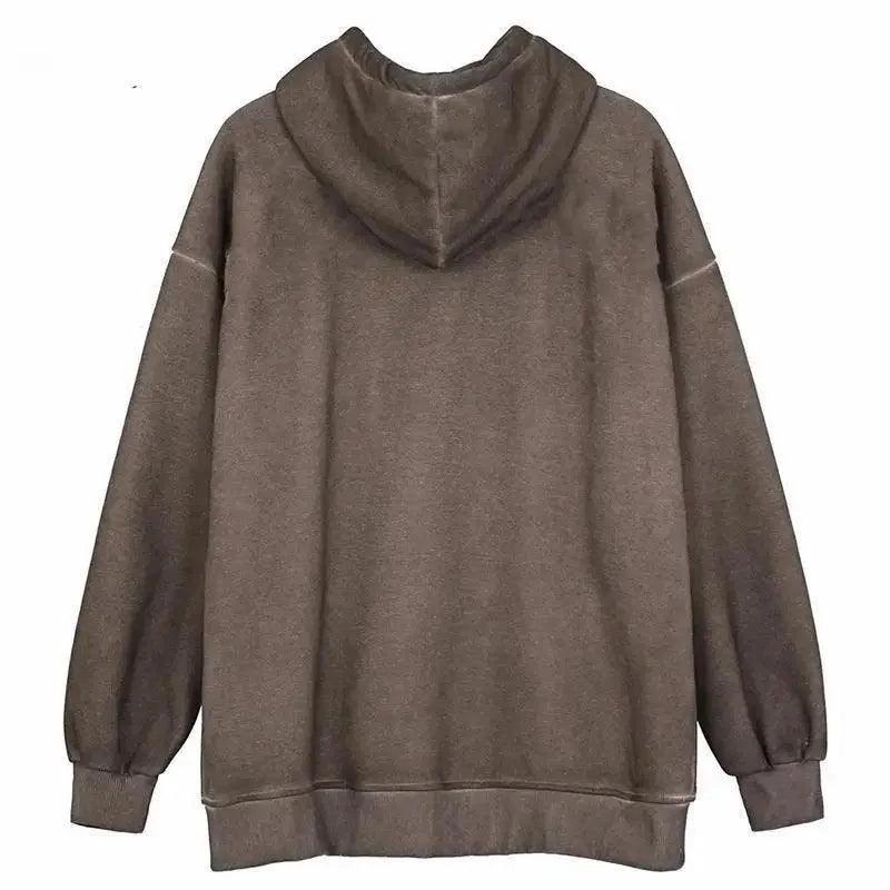 New Trendy Vintage Hip Hop Streetwear Women Hoodies Angel Dark Print Zipper Jacket Coat Hooded Top Clothes Men Women Punk Outwear